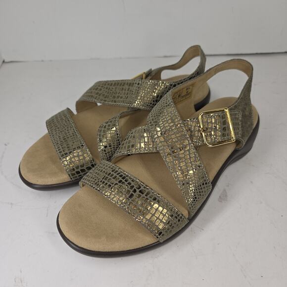 SAS Sandals Womens 6.5 Gold Strappy Lagenlook Cottagecore Comfort Made In USA - Picture 6 of 8